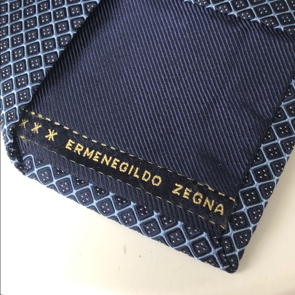 Men’s blue square Zegna tie - Picture 3 of 3